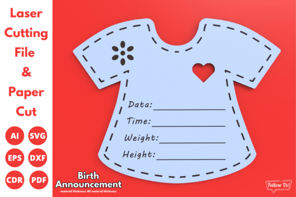 Download Birth Announcement, Laser Cut Files, Svg - Laser cut Collection