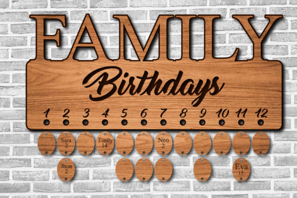 Download Family Birthdays Calendar Laser Cutting - Laser cut Collection