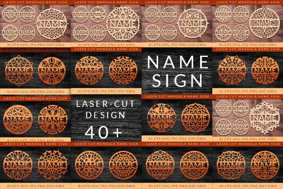 Download Laser Cut Mandala Name Sign SVG Bundle - Laser cut Collection