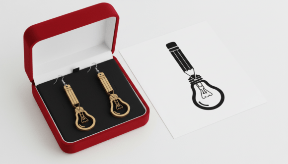 Download Pencil Light Bulb Earring Laser Cut - Laser cut Collection