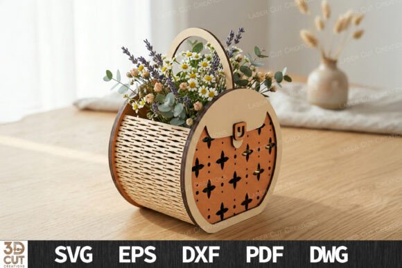 Download Round Flower Basket Laser Cut SVG - Laser cut Collection