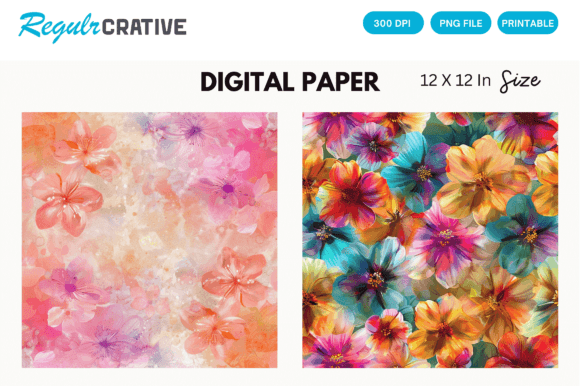 Download Colorful Blossom Digital Paper - Premium Resources