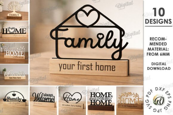 Download 3D Home Decor Signs Bundle Laser Cut - Laser cut Collection