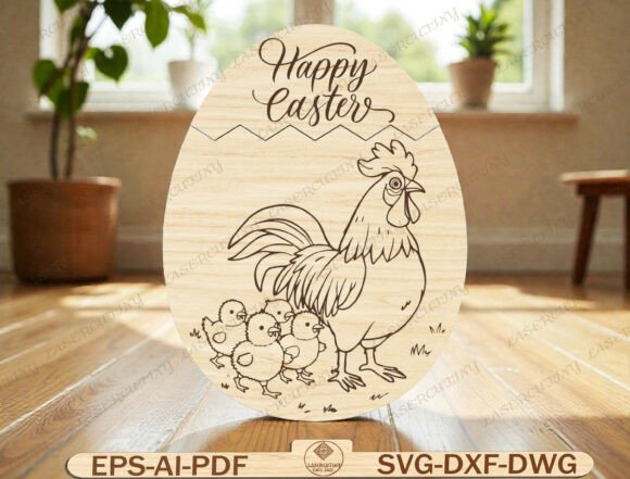 Download Chicken Easter Egg Sign Laser Cut File - Laser cut Collection
