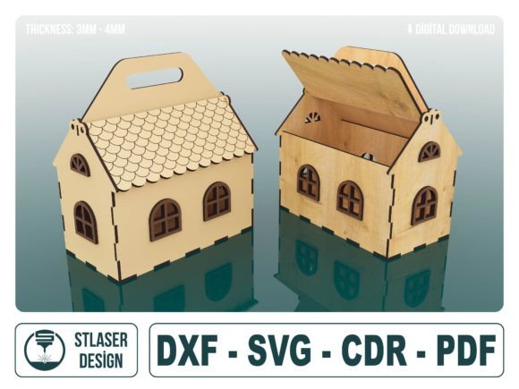 Download Laser Cut with Lid House Basket Box Svg - Laser cut Collection